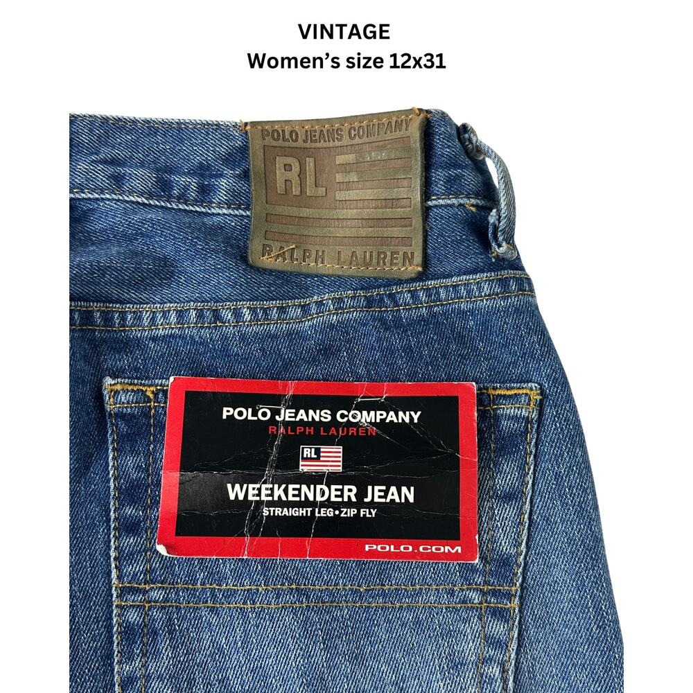 Vintage Polo Jeans Co Ralph Lauren Weekender Jeans NWT Straight Leg Blue 12x31